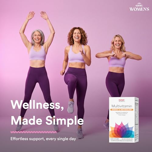 Image of GNC Women's Energy and Metabolism Multivitamin Caplets, Clinically Proven, Calorie Burn, Focus, 100mg Caffeine, Active Nutrition, Immune, Bone, Beauty, Iron, Biotin, Timed Release, 180 ct, 90 svgs