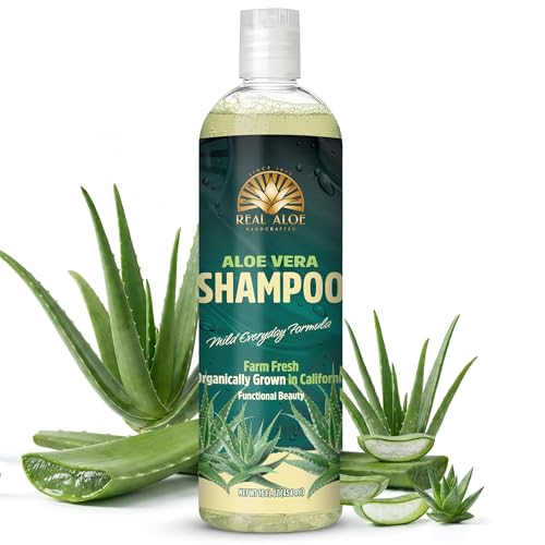 Real Aloe Vera Shampoo (16 fl oz) | Organic Aloe & Argan Oil | Sulfate, Paraben & Phenoxyethanol Free | Gentle Daily Cleanse for Hair & Scalp | Made in USA
