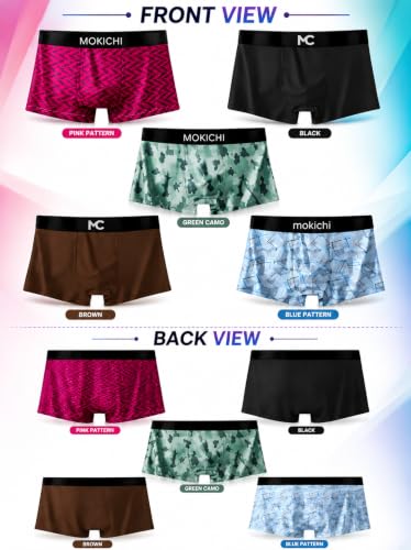 Image of Men's Boxer Briefs for Men, Stretchable Trunks Underwear, Soft Comfortable Fit, Breathable Mid-Rise Boxer Shorts, Assorted Solid & Printed Designs, Pack of 5