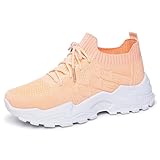Zapatillas Deportivas Mujer con de Malla Transpirable para Correr y Uso Diario Cómodas y Casuales (Orange, 40) #112