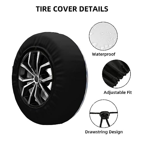 Image of IBILIU Dog Paw Print Spare Tire Cover,Pet Paws White and Black Tire Cover Wheel Protectors Weatherproof Universal Fit for Cars Trailer RV SUV Camper Truck - 15 Inch
