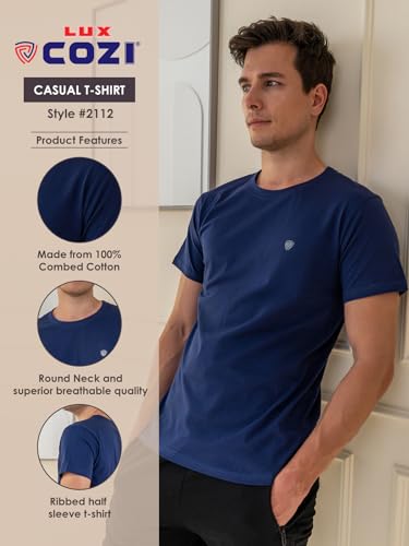 Image of Lux Cozi Men's Cotton Solid Regular Fit T-Shirt