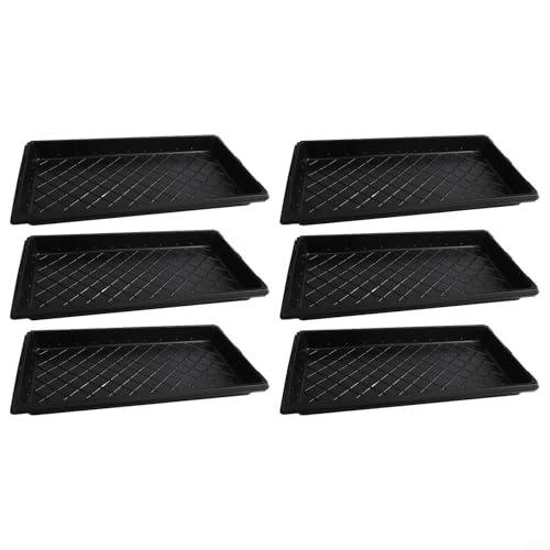 Niceminiwall Lot de 6 plateaux de germination de plantes pour le démarrage et le jardinage, grandes plaques de culture de jardin en polypropylène avec trous de drainage optionnels, plantes noires