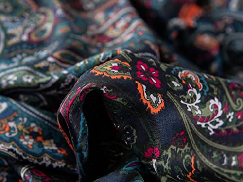 Softta Vintage Paisley Bedding Sets 4Pcs Deep Pocket Bed Sheet Set Queen Size Rustic Damask Black Flat Sheet+Fitted Sheet+2 Pillowcase Shabby Floral 100% Brushed Cotton Boho Bedding Collections thumb #3
