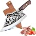 Produktbild iPatio Japanisches Messer Küchenmesser Profi Messer, Original Japanisches Kochmesser im Damaststahl, Hackmesser Ausbeinmesser mit Lederscheide, Küchenmesser Outdoor Messer für Küchen Camping BBQ