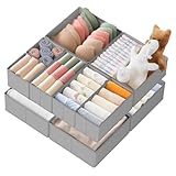 Criusia Drawer Organizer Clothes, 10 Pack Dresser Organizer for Baby Clothes, Underwear, Sock- Foldable Closet Organization and Storage Dividers Bins for Nursery, Bedroom (Grey)