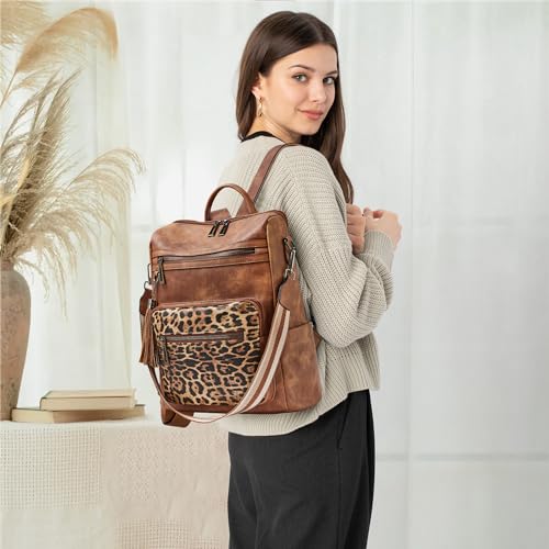 Image of Shrrie Vegan Leather Backpack Purse for Women with Adjustable Shoulder Bag | Water Resistant Fashion Designer Travel Backpack,Convertible Shoulder Bag with Wristlet,College Work