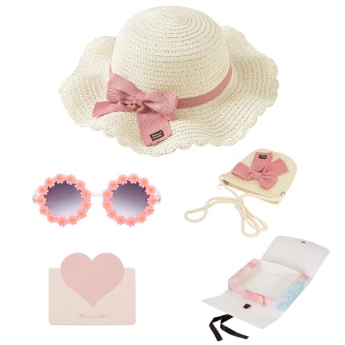 Chapeau de paille filles soleil ensemble chapeau sac lunettes