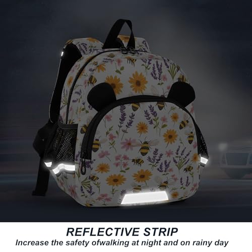 Bee Flower Toddler Backpack for Girls Boys,Preschool Kindergarten Backpack,Cute Kids Backpacks for Girls B04048124
