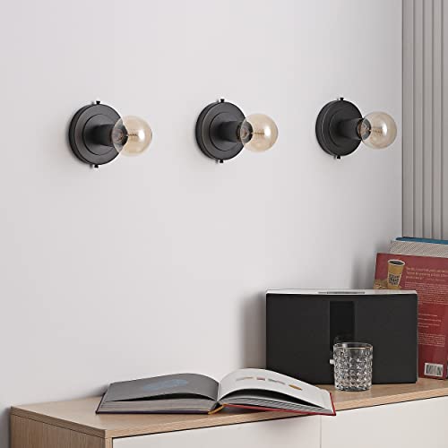 Image of BRIGHTTIA Luna Uno 1-Light Wall Sconce - Mid Century Industrial Modern Flush Mount Fixture for Wall & Ceiling - Minimalist Lamp for Bathroom and Small Spaces - Matte Black (BC0026-1B)