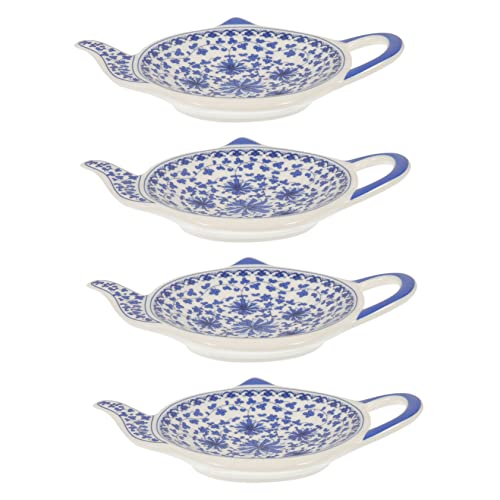 VALICLUD 4Pcs Decorative Teabag Coaster Teapot Shaped Snack Dish Spoon Rest Heat Resistant for Tea Parties Everyday Use