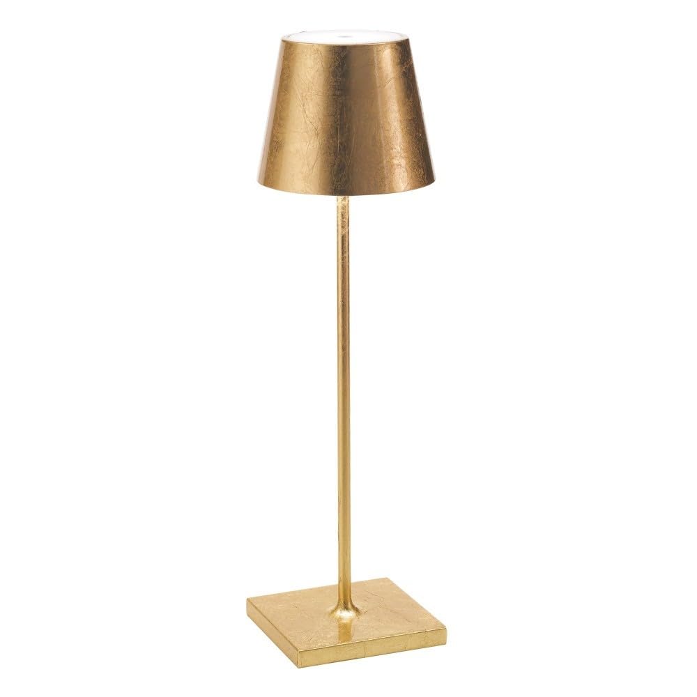 Zafferano, Poldina Pro lampa stołowa w kolorze złotym, akumulatorowa lampa stołowa ze sterowaniem dotykowym, nadaje się do użytku jako lampa wewnętrzna, ściemniacz, 2200-3000 K, wysokość 38 cm
