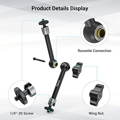 (New Version) SMALLRIG 9.5'' Magic Arm, Ball Head Articulating Arm with Wing Nut, Max Load 3.3lb - 2066B