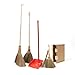 Broom and Dustpan Set for Home, Set of 4 Broom - Large Straw Soft Broom, Hand Whisk Broom, Small Broom, Mini Broom and Dustpan Set with Long Handle for Office, Home Indoor Outdoorâ€¦