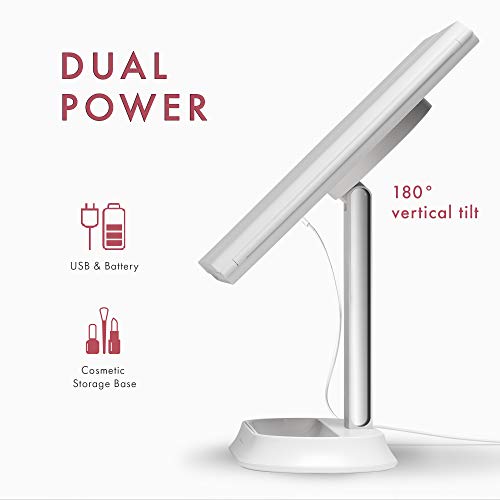 Fancii Large Makeup Mirror with Natural LED Lights, Lighted Trifold Vanity Mirror with 5x & 7x Magnifications - Dimmable Lights, Touch Screen, Cosmetic Stand (Sora)