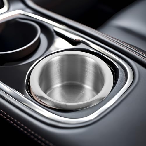 Portavasos metálico insertado para vehículo plata miniatura 3