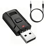 Adattatore Bluetooth USB 5.0 2 in 1 (ricetrasmettitore) per TV PC Auto Cuffie Altoparlanti, vivavoce audio stereo senza fili, senza latenza, jack AUX da 3,5 mm