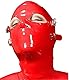 ALMYMM Sexy Erotik Rote Latex Bondage Maske mit abnehmbaren Augen und Mundaufklebern mit rückseitigem Reißverschluss, Fetisch BDSM Cosplay Maske, Mode Liebhaber (M)