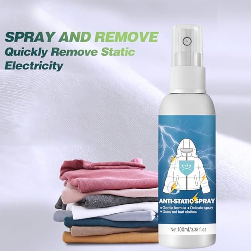 Antistatik Spray, 100ml Spray Antistatisch,Antistatik Spray Kleidung,für Kleidung,Textilien,Möbel,Reduziert Statische Aufladung