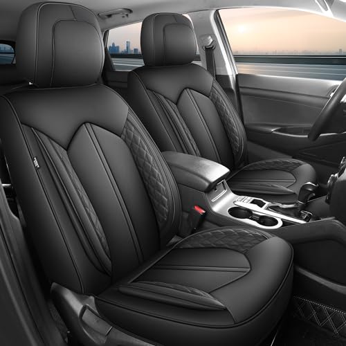 FREESOO-Car-Seat-Covers-Full-Set-Breathable-Faux-Leather-Seat-Covers-for-Cars-Automotive-Universal-Seat-Cover-Protector-Fit-for-Most-Sedan-SUV-Pick-up-TruckBlack