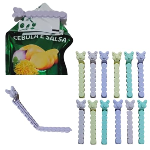 Prendedor Clipe Lacre Kit 12 Veda Fecha Alimentos Cozinha (12 Unidades, 11cm x 1,5cm, Plástico, Sortida)