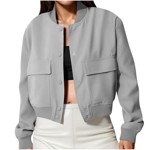 Veste courte ample femme col rond en tissu léger pour la mi-saison