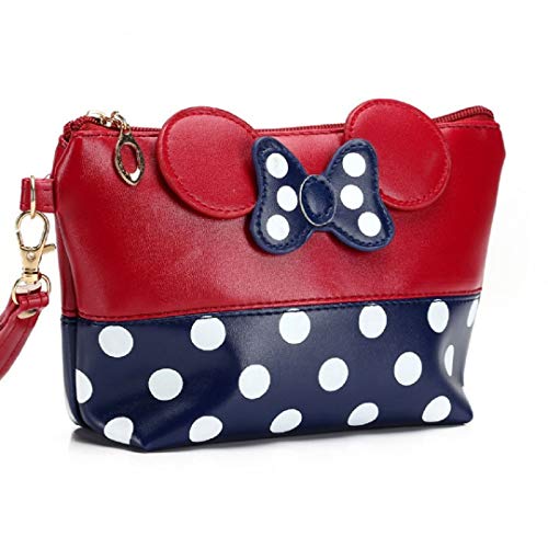 Cartoon Travel Makeup Handbag Cute Portable Cosmetic Bag Toiletry Pouch for Women Girls Red