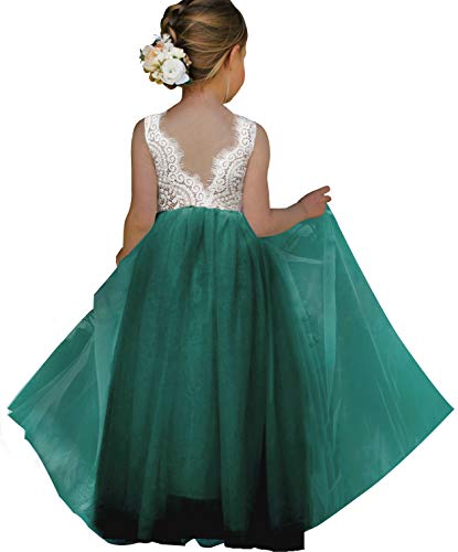 Image of Topmaker Flower Girl Dress for Toddler Baby Girls,Lace Tulle Dress for Wedding,Birthday Party,Photoshoot,Special Occasion