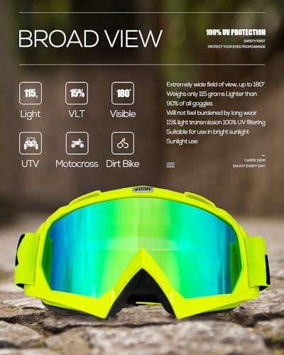 Image of BATFOX Dirt Bike ATV Goggles Motorcycle Gear Riding Motocross Dirtbike 4-Wheeler MX DH Accessories Goggles Glasses for Men Women Youth UV400 Protection Dust-proof Anti-Slip Strap