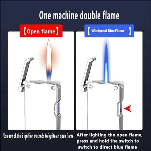 Encendedor inteligente a prueba de viento con doble llama azul conmutable para el aire libre 5