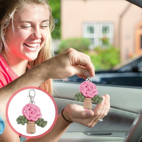 BEUNITONE Kit de 8 peças de macramê flores chaveiros rosa macramê kit de chaveiros rosa cordões de c