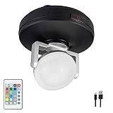 BIGMONAT Battery Operated Wireless Spotlight, Color Changing Accent Light, Rechargeable Dartboard Light with Remote, Dimmable RGB Puck Light for Up Lighting Painting Picture Artwork Tree Plant