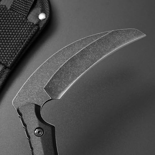 Ccanku C1398 Camping Axes Billhook Sickle Machete Knife Brush Clearing Sickle Machetes D2 Steel Blade G10 Handle Hatchet for Outdoor Activities,Yard Work, Small Grass Sickle Machete,Harvest Knife