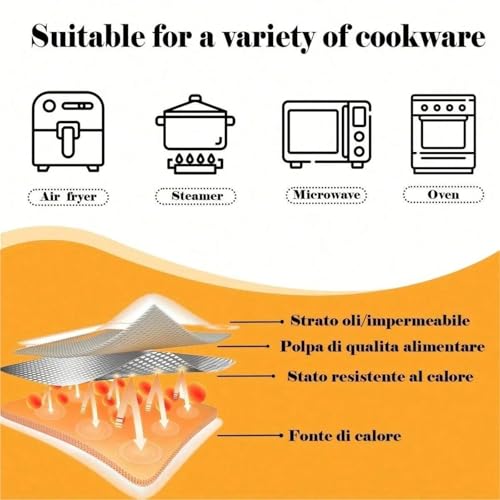 Papel freidora de aire redondo y desechable para cocinar sin restos de comida 7