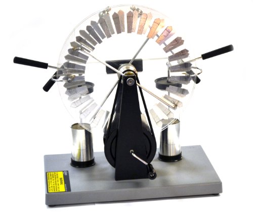 Generador Wimshurst de Eisco Labs, 15 pulgadas de alto, hasta 75.000 voltios, incluye 2 tarros Leyden