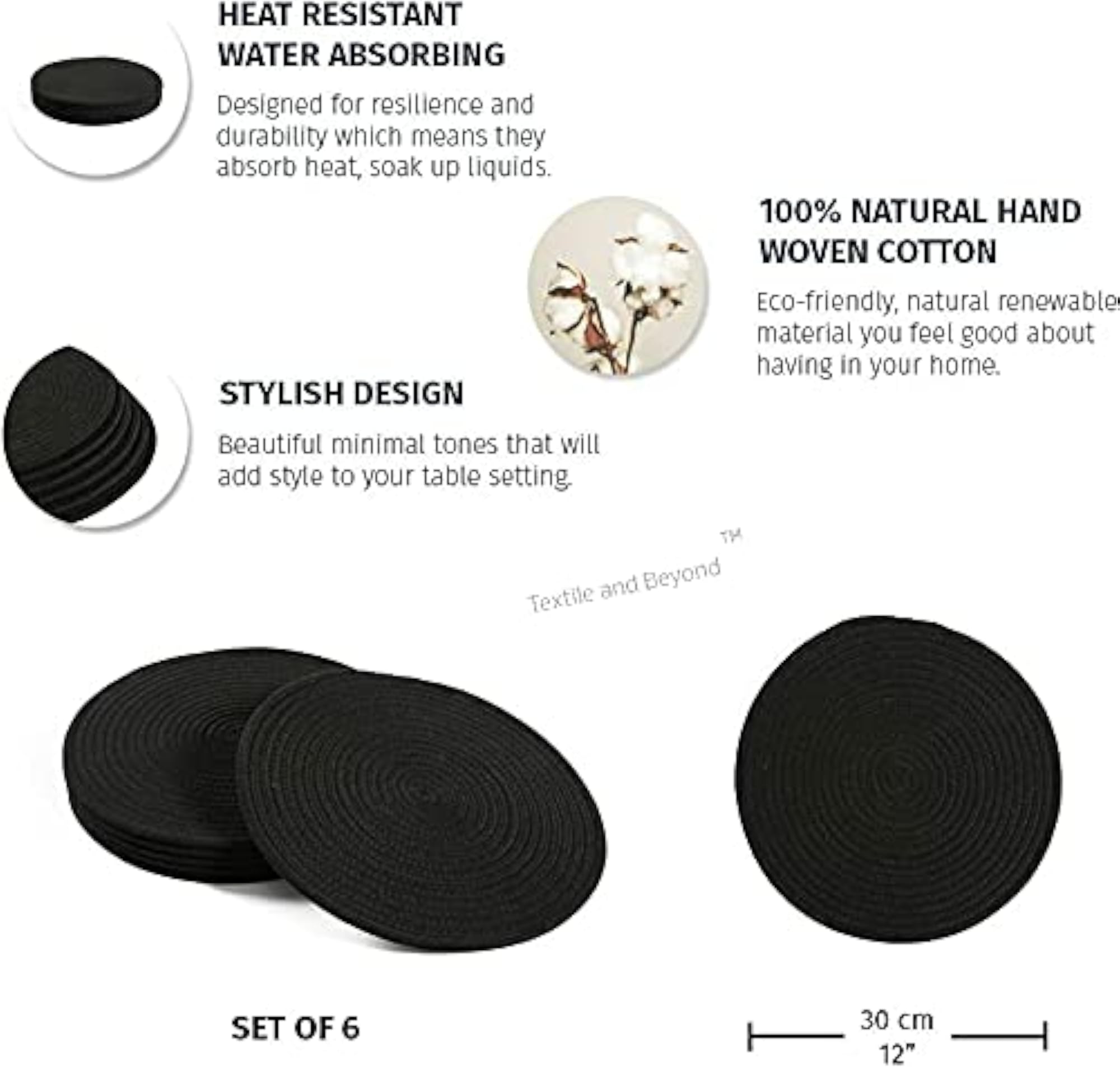 Boho Washable Non Slip Round Cotton Table Mat