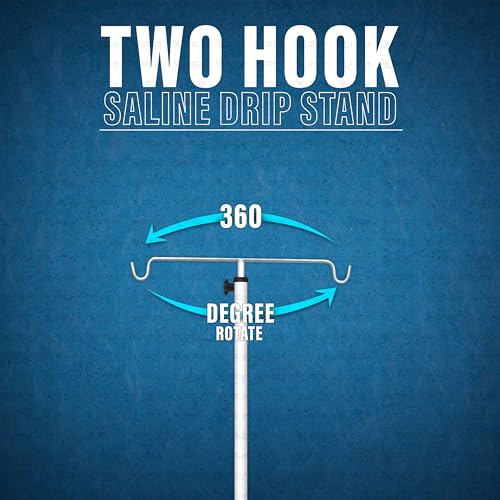 Image of Otica Hospital Saline IV Stand with 4 Wheels | Height Adjustable Drip Stand