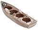 Holz-Boot für 4 Teelichte, mit Muscheldeko & Steinen, ca. 28,5 x 7,5 x 6 cm, Beige