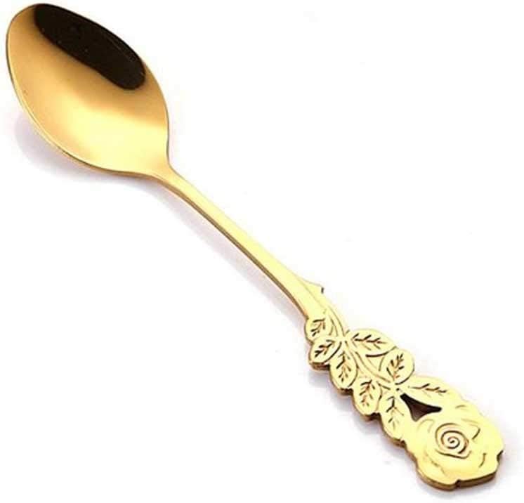 Coffee Spoon Stainless Steel Handle Latte ice Cream Sundae Coffee Spoon Spoon Stainless Steel (Color: G) (D)