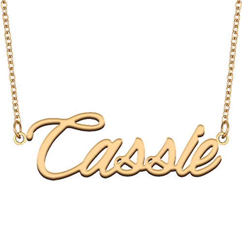 Aoloshow Cassie Family Name Initials Necklace Script Name Necklace Mother Daughter Jewelry