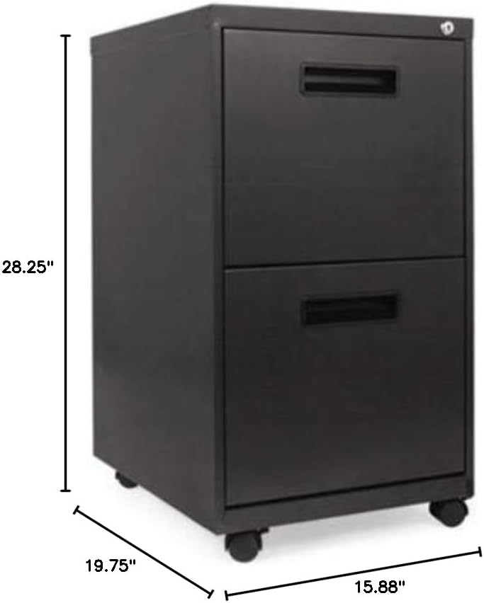 Alera PA542820CH Two-drawer Mobile Pedestal File, 16w X 19-1/2d X 28-1/2h, Charcoal