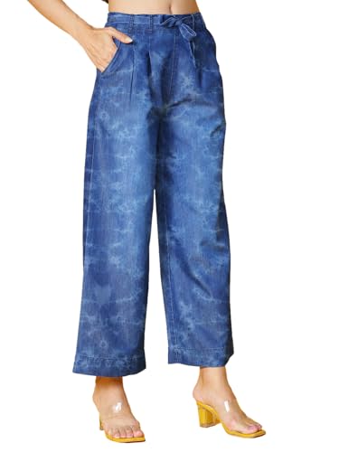 Image of NOVIO Cotton Blend Women Mid Rise Fashion Palazzo for Women