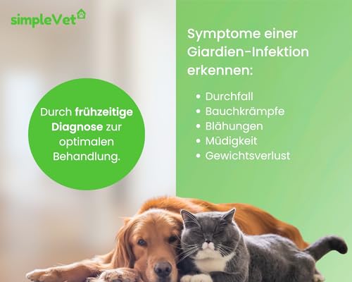 simple Vet Giardien Schnelltest Hund - 2 Tests - Katze Wurmtest Hund Giardien Test Durchfall Hund & Katze, Erste Hilfe Set Hund
