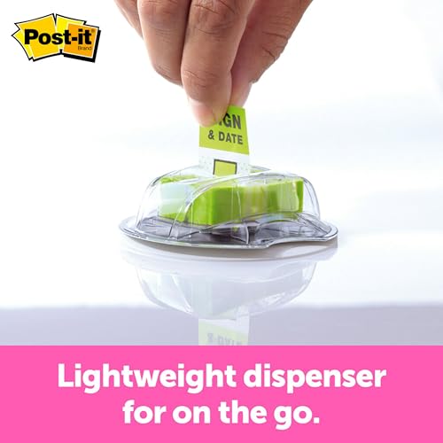 Post-it Message Flags, Sign and Date 1 in. x 1.7 in., One Dispenser with 200 -Count Green Sticky Tabs Per Dispenser (200 Flags Total) - image 4