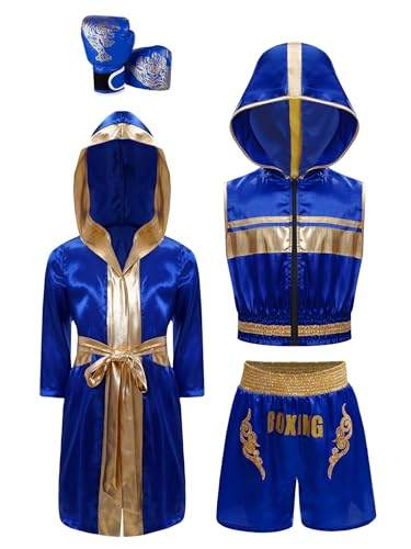La mejor selección de Ropa de Boxeo para Niño . 43 JEATHA Traje de Boxeo para niños Unisex Conjunto Uniforme de Boxeo con Batas y Guantes de Boxeador para Fiestas temáticas y Cosplay Azul 13-14 Años