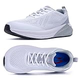 SHNMAE Mens Walking Sneakers Wide Orthotic Shoes Arch Support Mens Plantar Fasciitis Shoes Comfortable Non Slip Standing All Day Size 11 WhiteGray