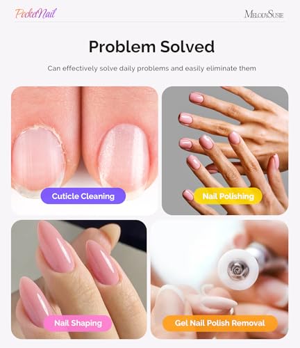 Image of MelodySusie PocketNail Slim Ergonomic Pen-Shaped USB Nail Drill, PC100G 20000RPM Portable Electric File for All Manicure, Pedicure Nail Care, Shaping & Gel Removal at Home for Beginners