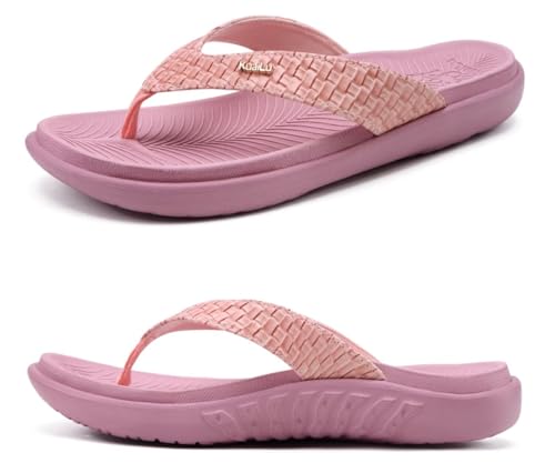 Image of KuaiLu Womens Flip Flops Arch Support Yoga Mat Cushioned Thong Sandals | Ladies Comfortable Walking Slides For Plantar Fasciitis Slip On Indoor Outdoor For Summer