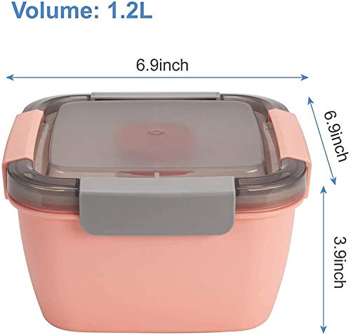 Bento-Lunchbox Für Erwachsene, 1250 Ml, 3 Fächer + Soßenglas – Auslaufsicher, Mikrowellengeeignet