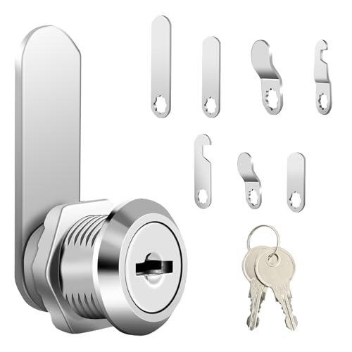 AiQInu Serrure Métallique 20 mm, avec 7 Plaques de Serrure Différentes et 2 Clés, pour Boîte aux Lettres, Armoire, Casier, Boîte à Outils, Classeur